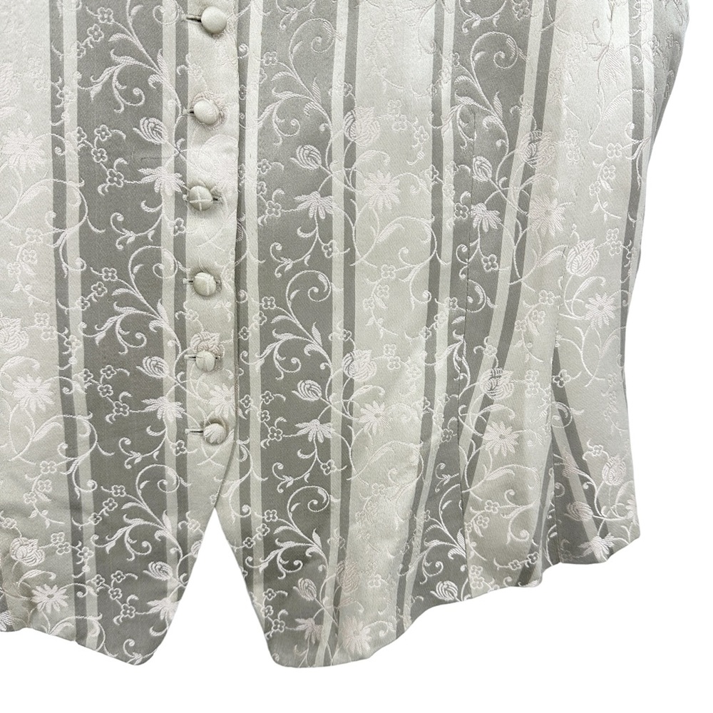 EMANUEL UNGARO 100% SILK FITTED VEST Floral Embroidery Button Close - Picture 5 of 9